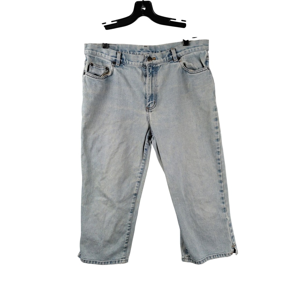 VTG Lauren Jeans‎ Co Ralph Lauren Light Wash Distressed Denim Capris Women Sz 14